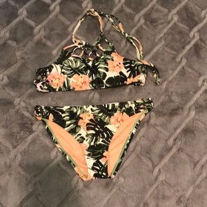 Tilly’s Swimsuit With Flowers/Leaves Girls Size 12